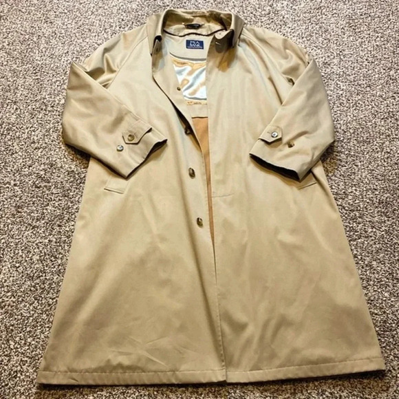 Jos A. Banks Executive Collection Beige Trench Coat with Winter Lining - Picture 2 of 11